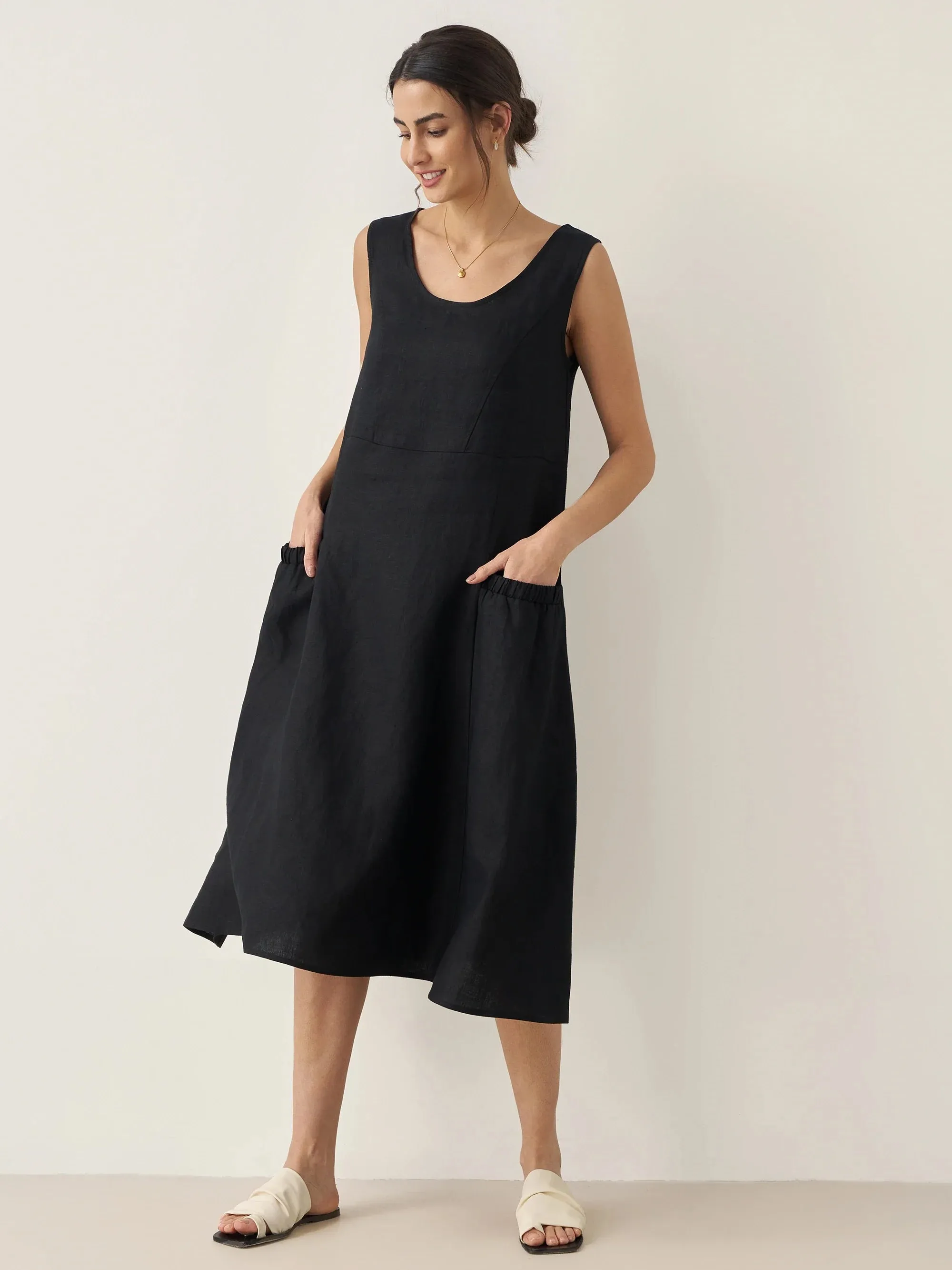 100% Linen Swing Beach Tank Dress GIANA sold by Lintico product image thumbnail 2