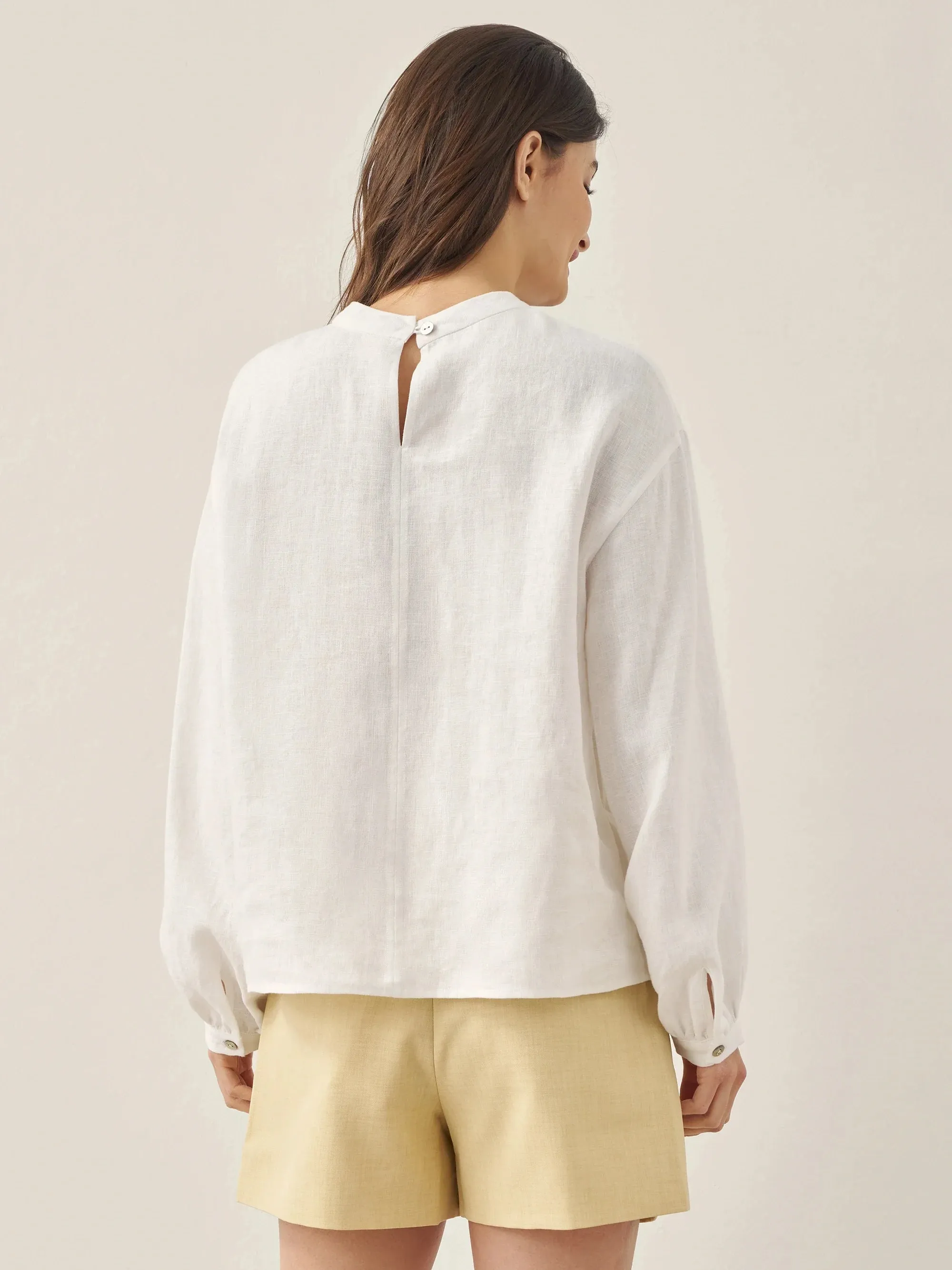 100% Linen Mock Neck Long-Sleeve Top DEANNA sold by Lintico product image thumbnail 4