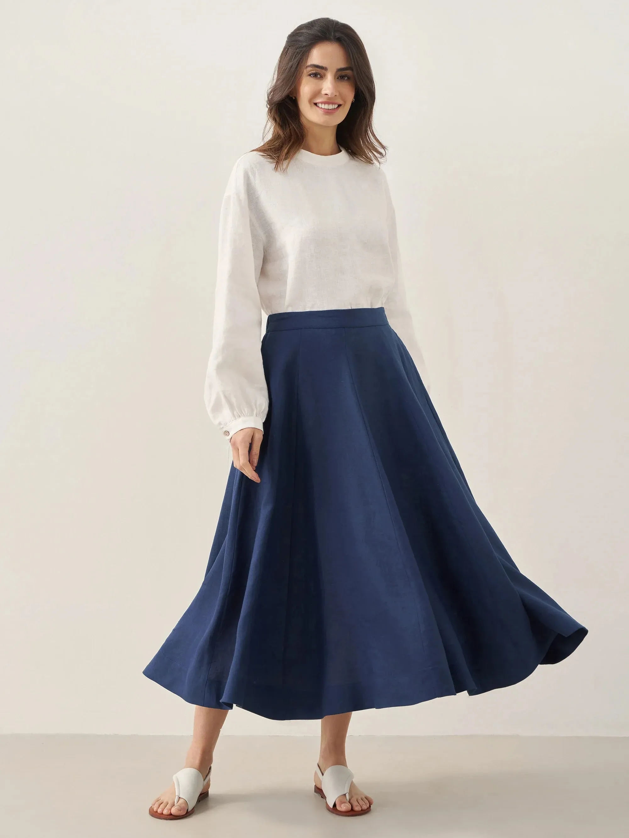 100% Linen Mock Neck Long-Sleeve Top DEANNA sold by Lintico product image thumbnail 2