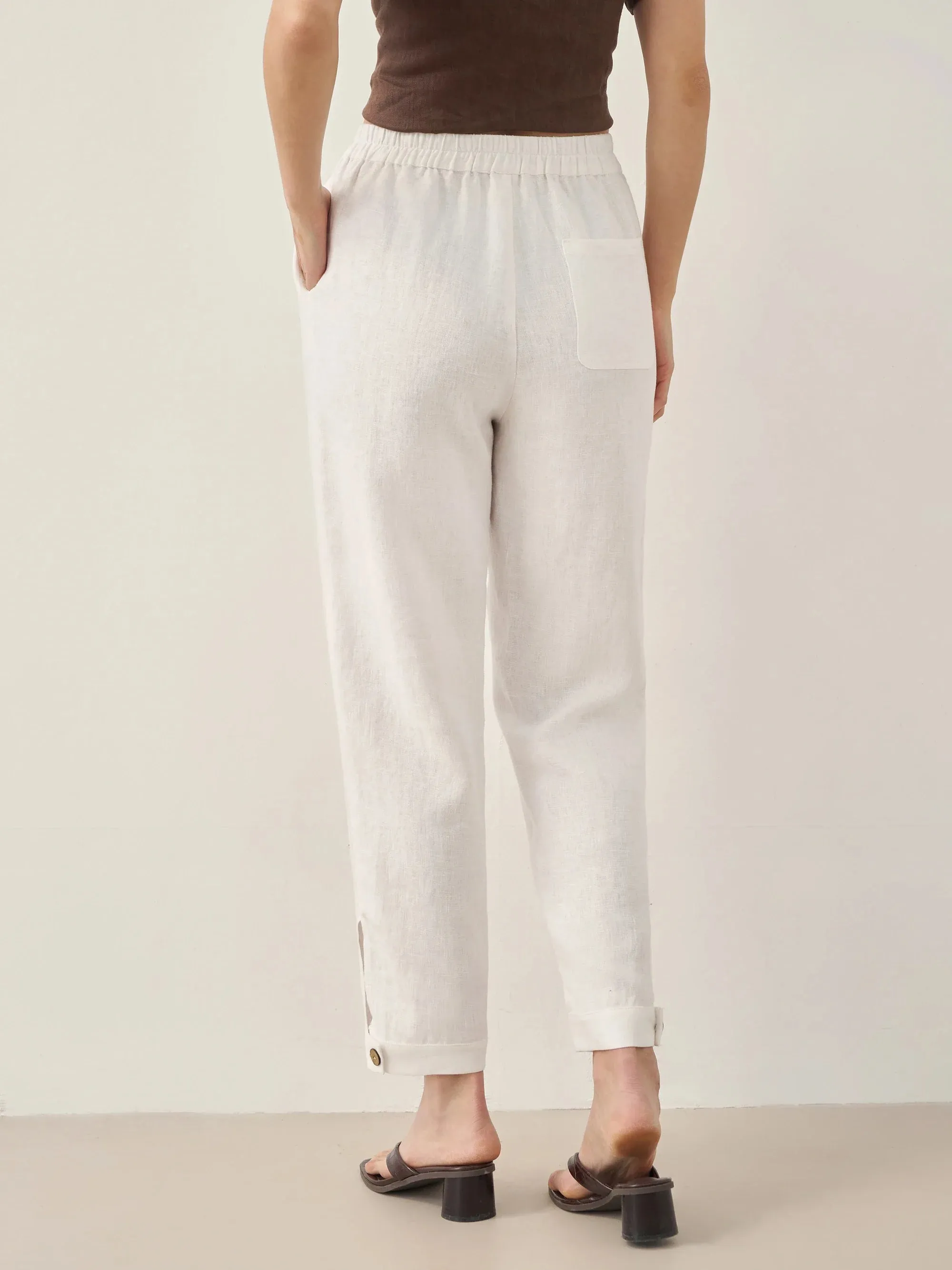 100% Linen Straight-Leg Pants with Elastic Waist PATRICE sold by Lintico product image thumbnail 4