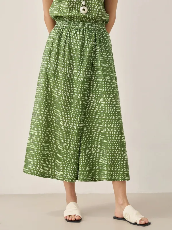 100% Linen Dot Skirt-Pants with Elastic Waist LUMI sold by Lintico