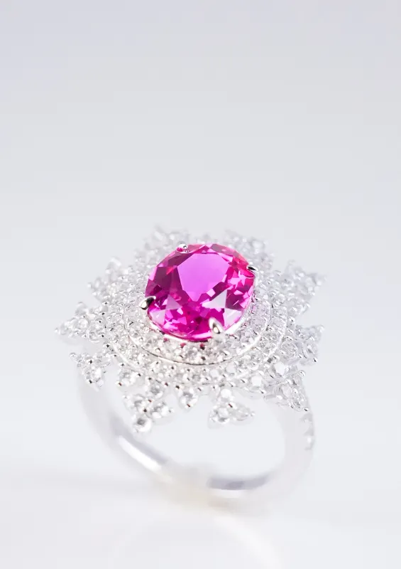 Exquisite Pink Sapphire Ring - Pink Snowflake sold by Lintico