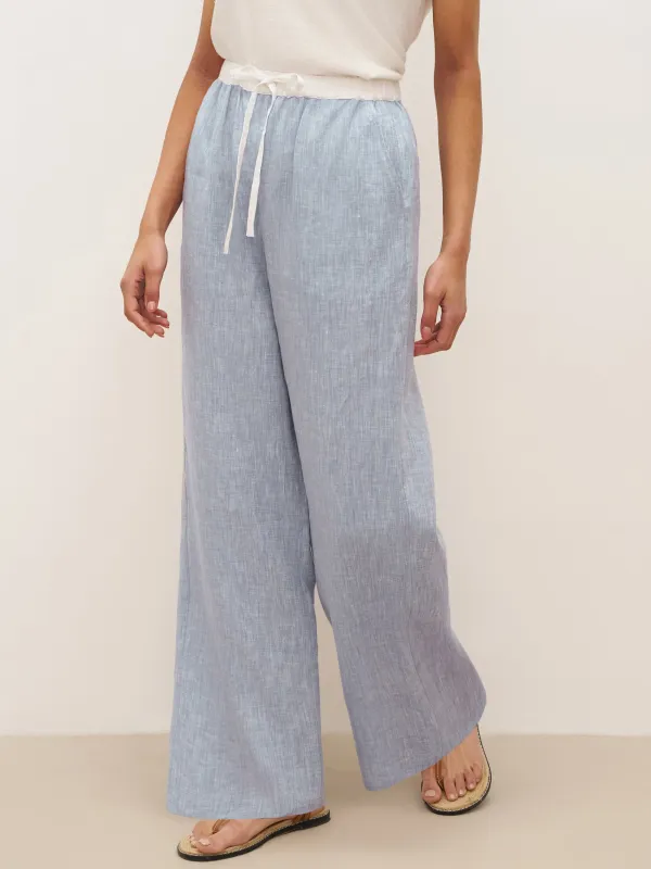 100% Linen Elastic Waist Straight-Leg Trousers JOURDAN sold by Lintico