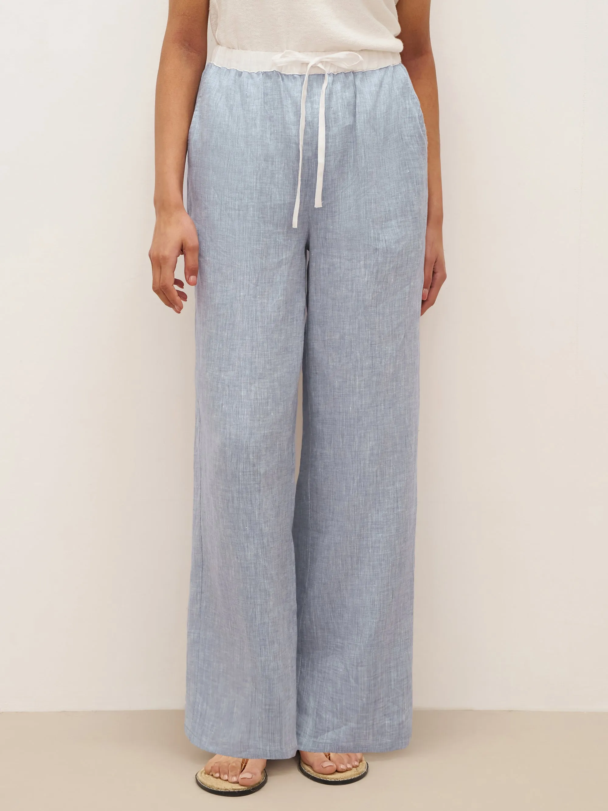 100% Linen Elastic Waist Straight-Leg Trousers JOURDAN sold by Lintico product image thumbnail 4