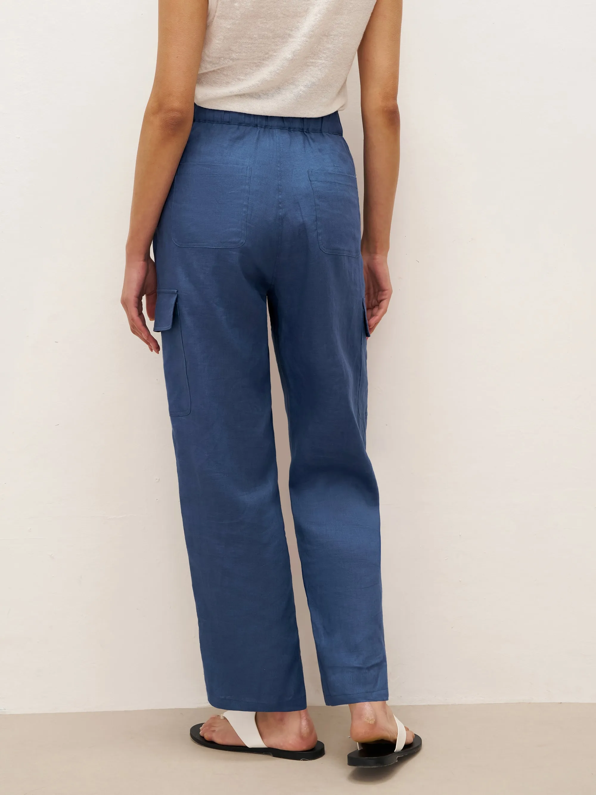 100% Linen Cargo Tapered Trousers with Patch Pockets JESSE sold by Lintico product image thumbnail 3