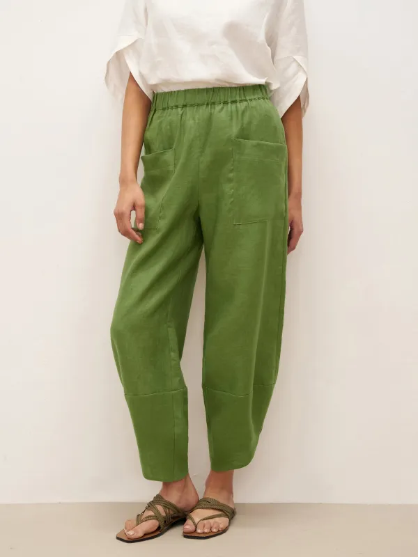 100% Linen Petal-Hem Trousers with Elastic Waist LIV sold by Lintico
