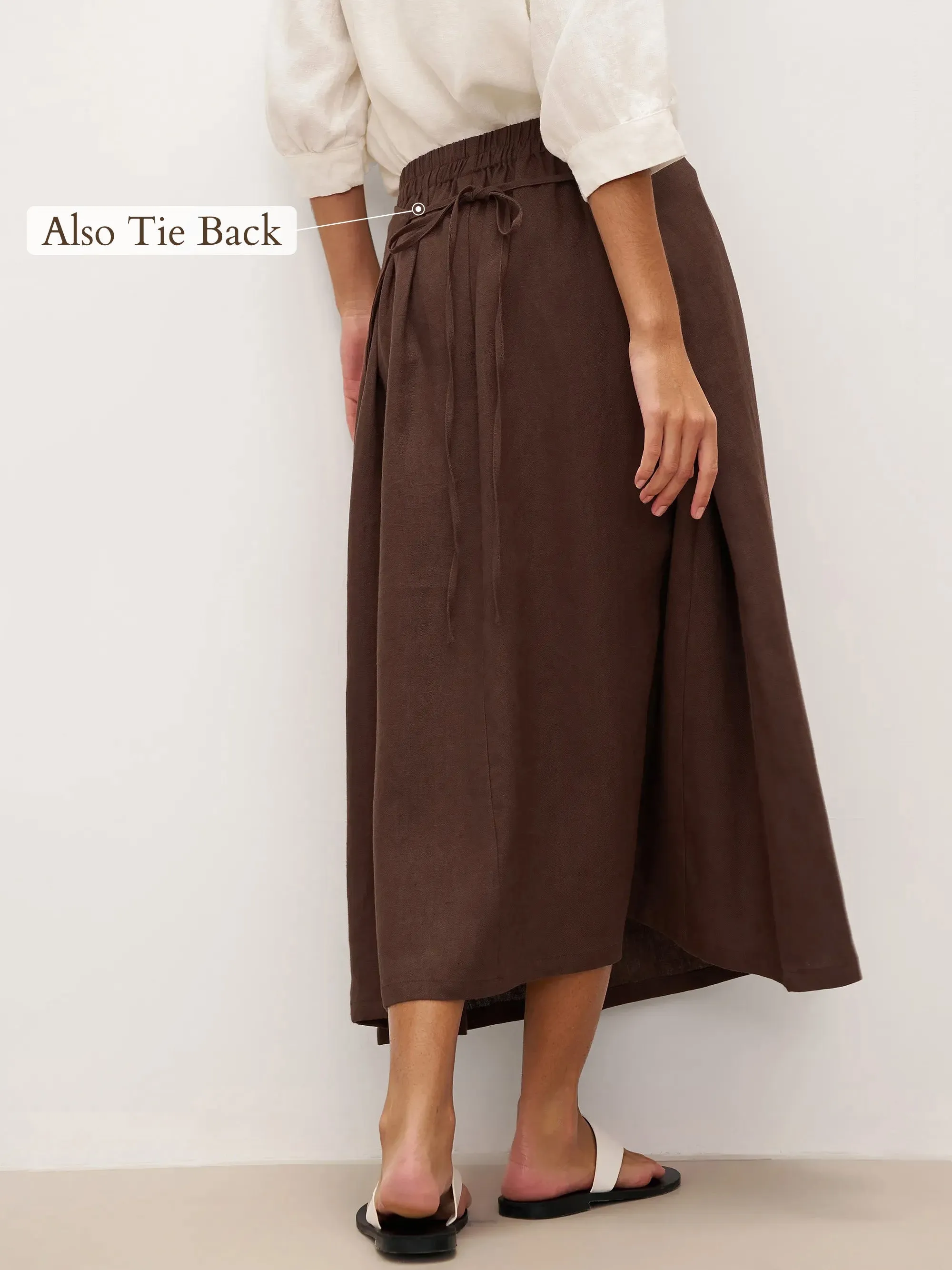 100% Linen Tie-Waist Wrapped A-Line Skirt EMILIE—Two-Way Wear sold by Lintico product image thumbnail 5