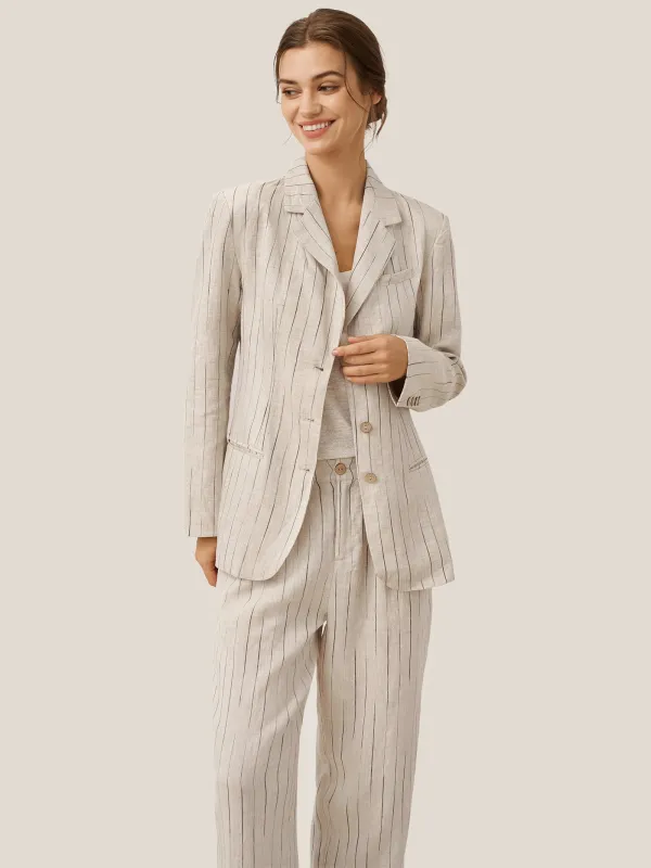 100% Linen Sketch Stripe Suit Set ELOISE sold by Lintico