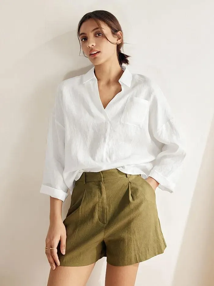 Linen Oversized Fit Pocket Shirt ELOWEN sold by Lintico product image thumbnail 5
