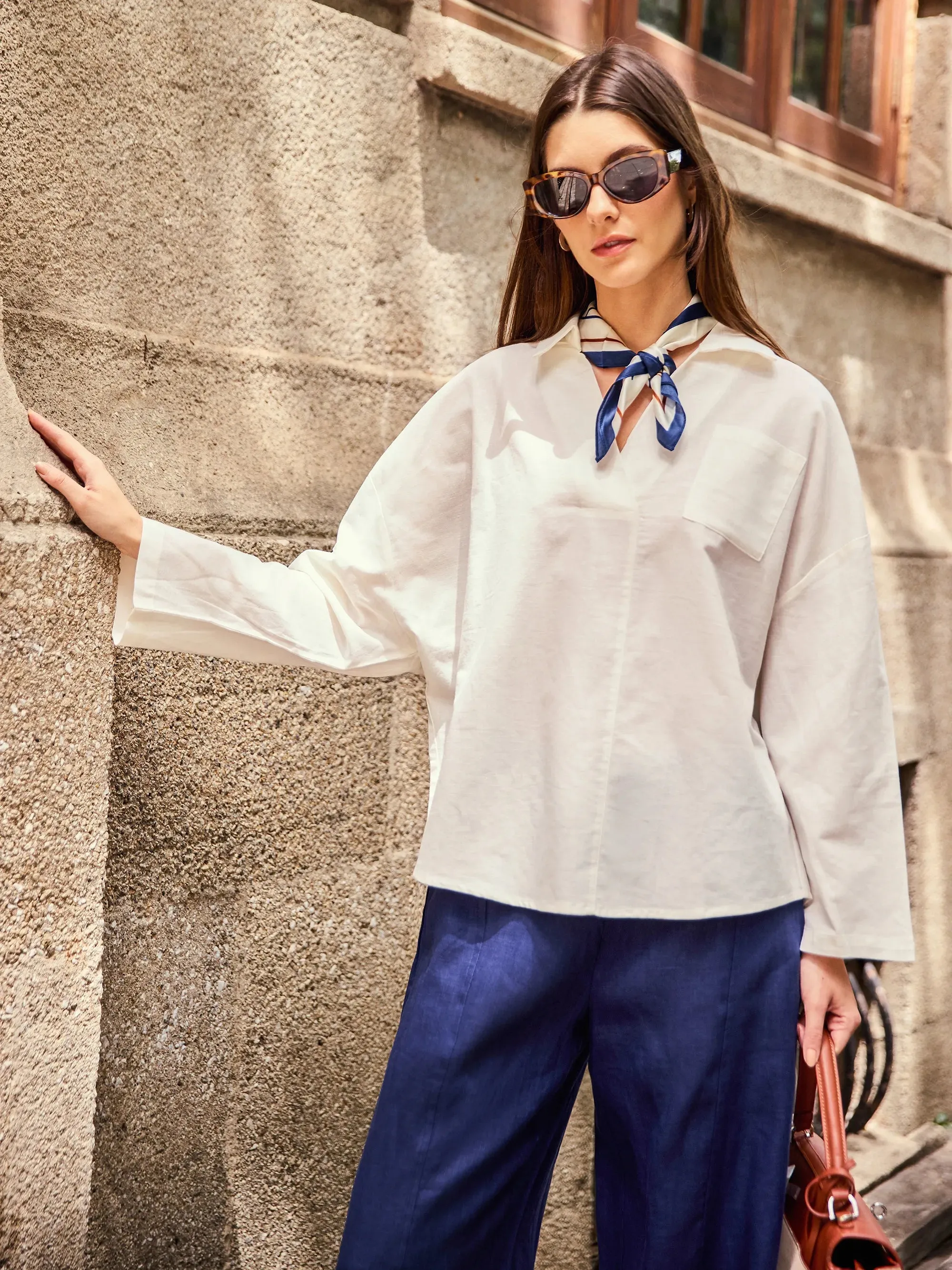 Linen Oversized Fit Pocket Shirt ELOWEN sold by Lintico product image thumbnail 2