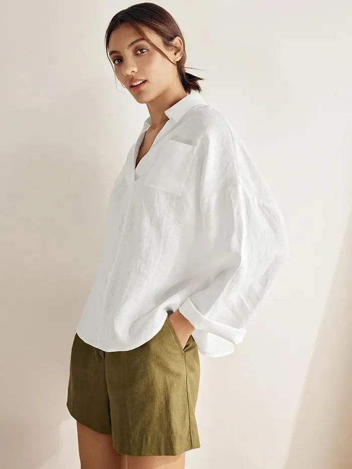 Linen Oversized Fit Pocket Shirt ELOWEN sold by Lintico product image thumbnail 4