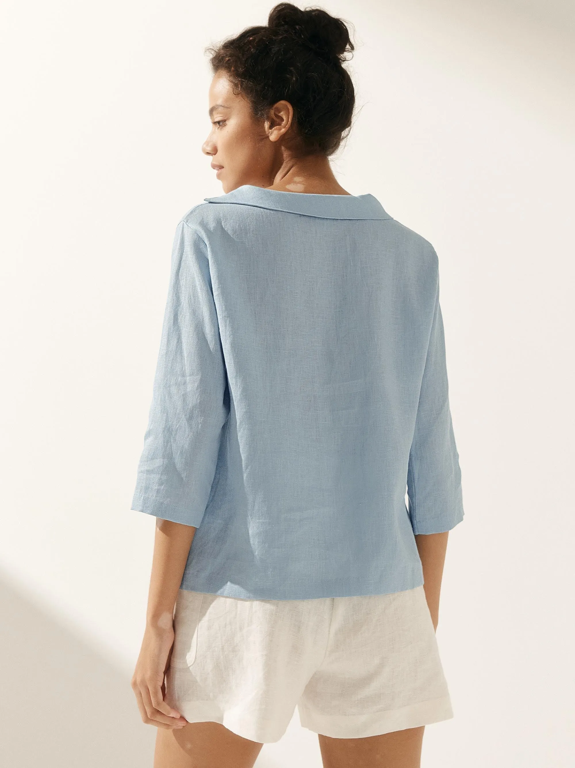 Linen Round Soft-Fold Collar Top ANAIS sold by Lintico product image thumbnail 4