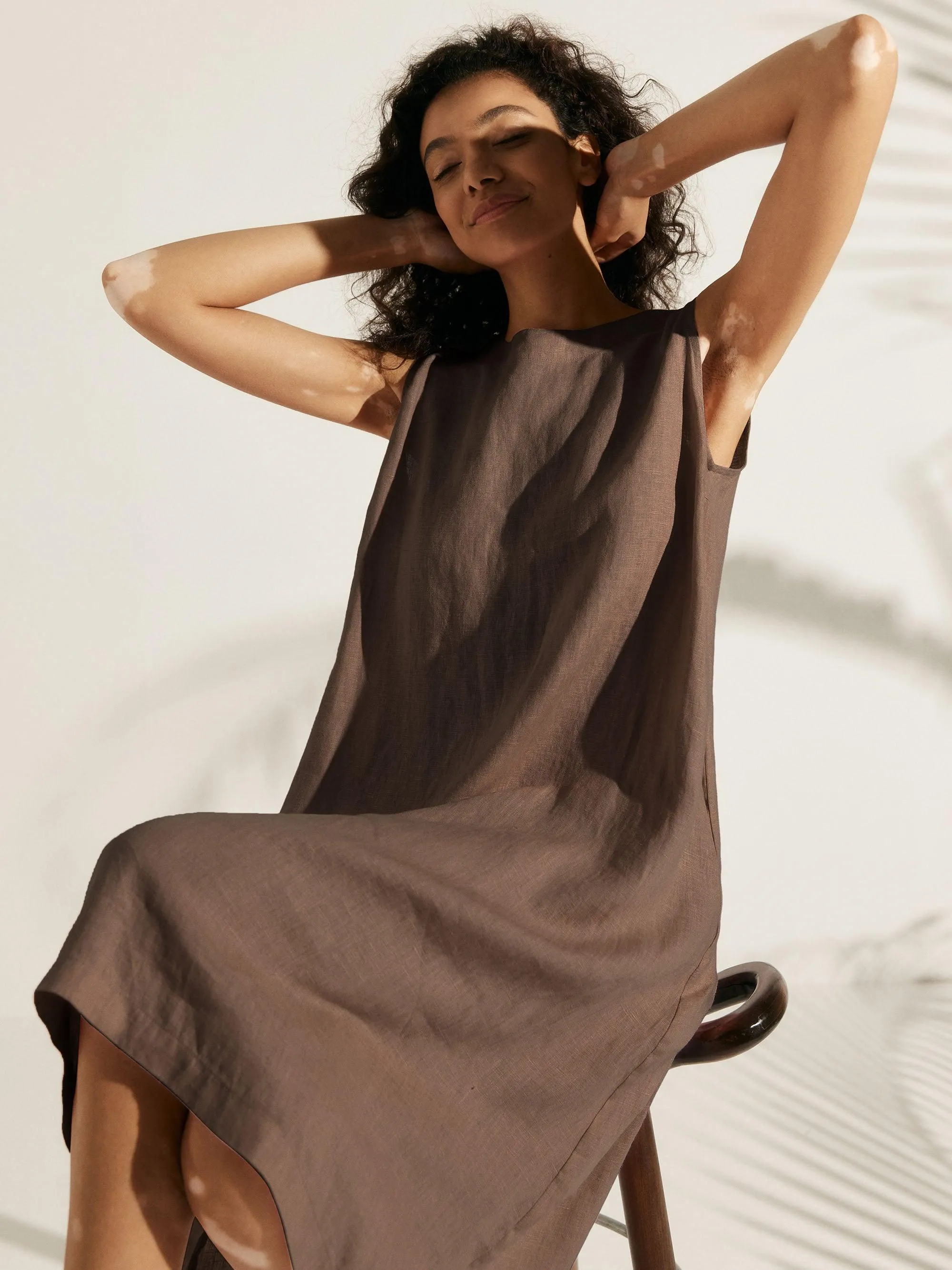 100% Linen Sleeveless Dress SIENNA sold by Lintico product image thumbnail 4