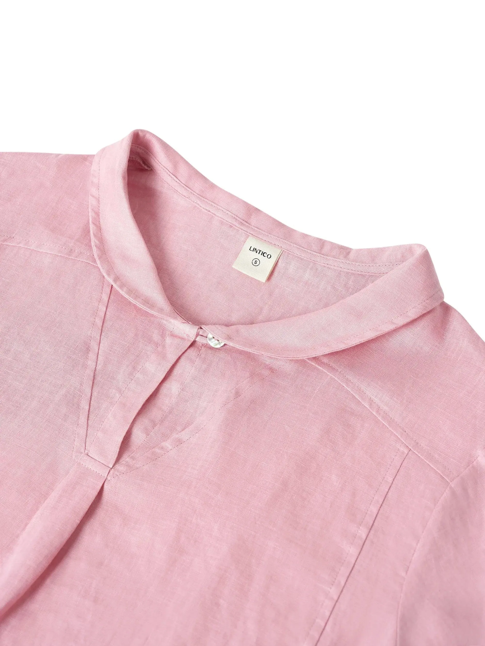 100% Linen Shawl V-Neck Half Sleeve Top JADE sold by Lintico product image thumbnail 4