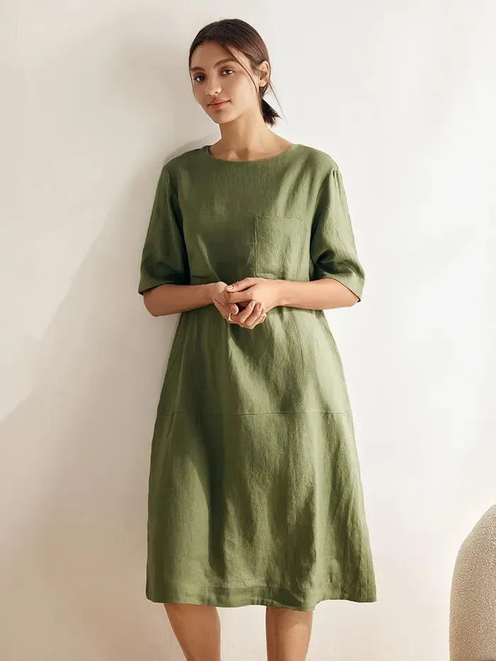 100% Linen Mid-Sleeve Maxi Dress GEORGINA sold by Lintico product image thumbnail 5