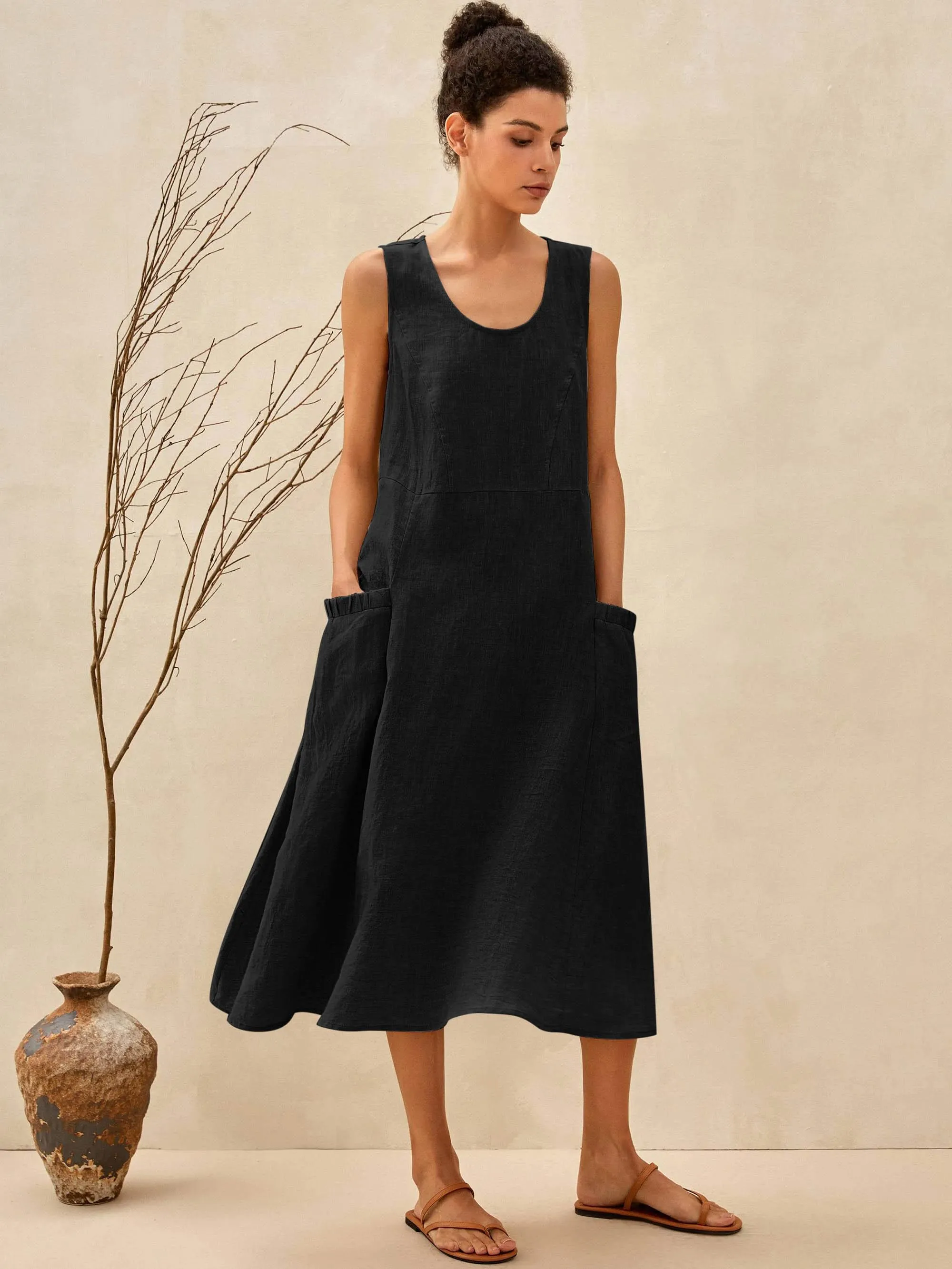 100% Linen Swing Beach Tank Dress GIANA sold by Lintico product image thumbnail 2