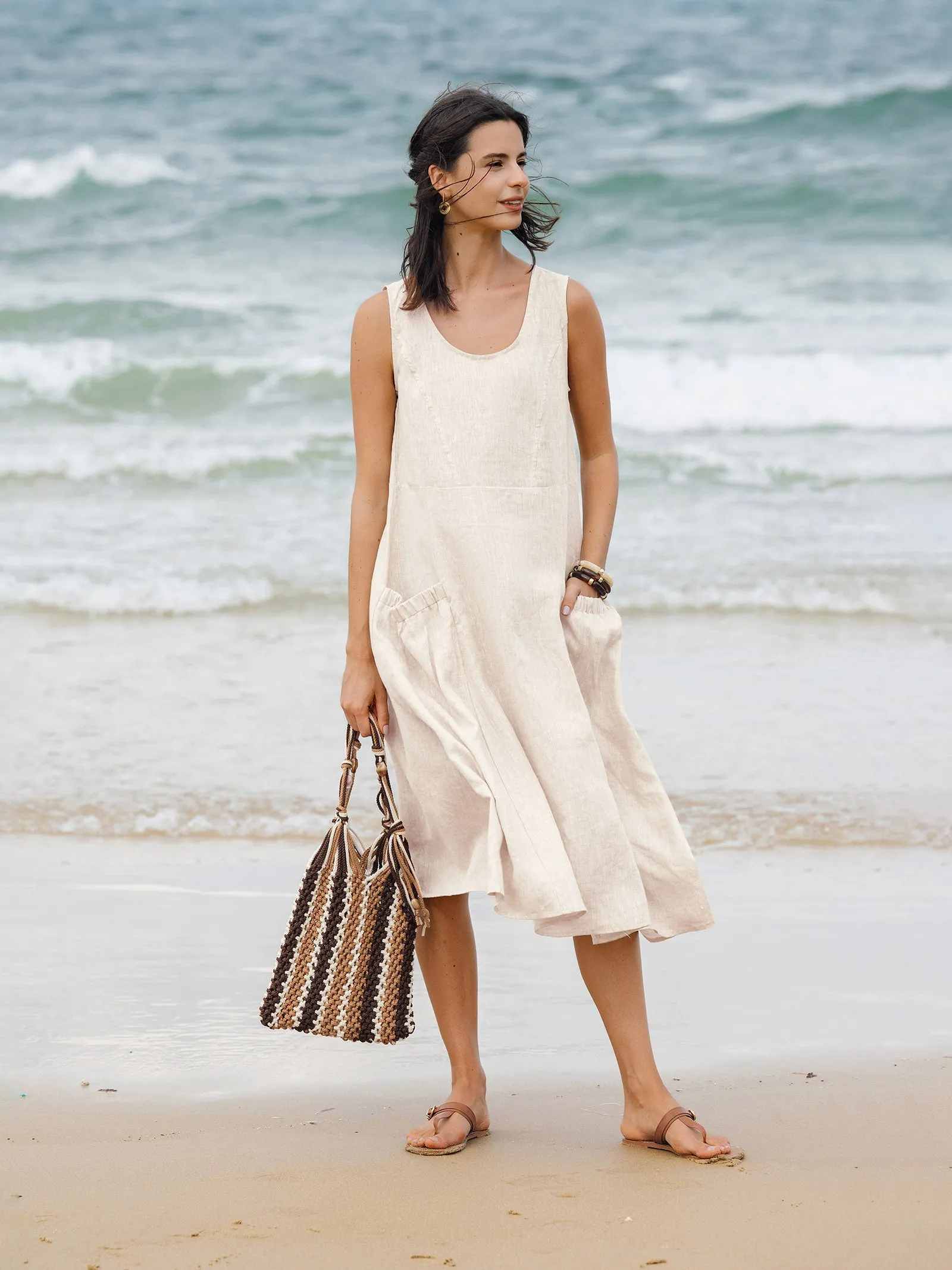 100% Linen Swing Beach Tank Dress GIANA sold by Lintico product image thumbnail 5