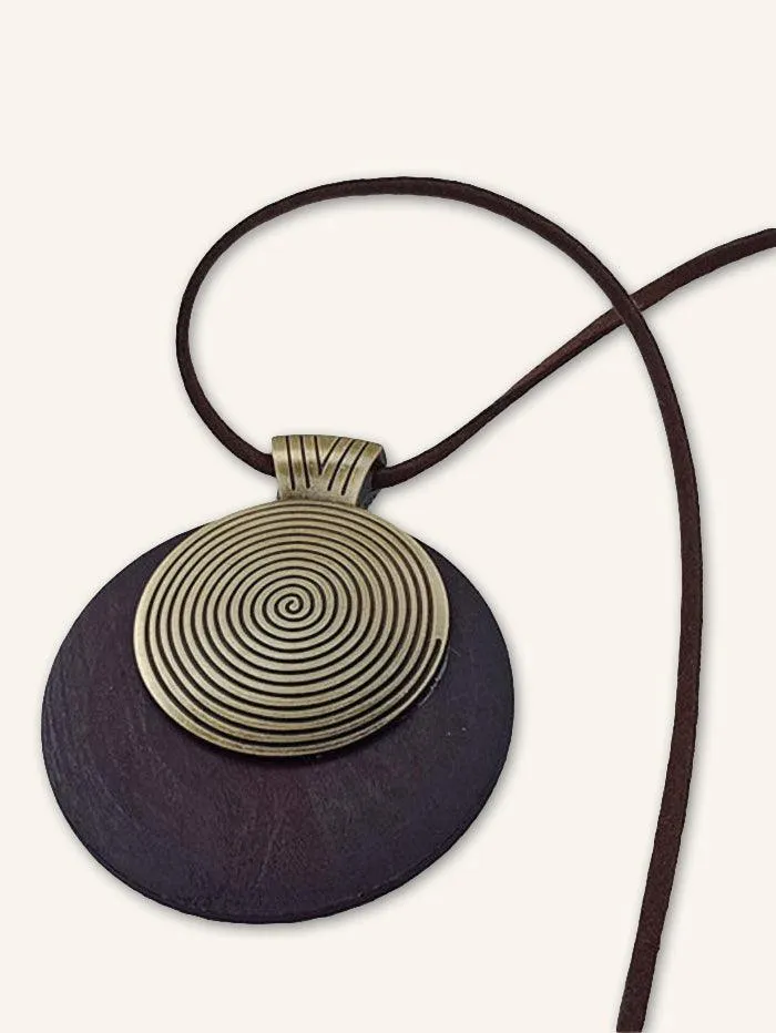 Vintage Wooden Rings Long Necklace sold by Lintico product image thumbnail 3