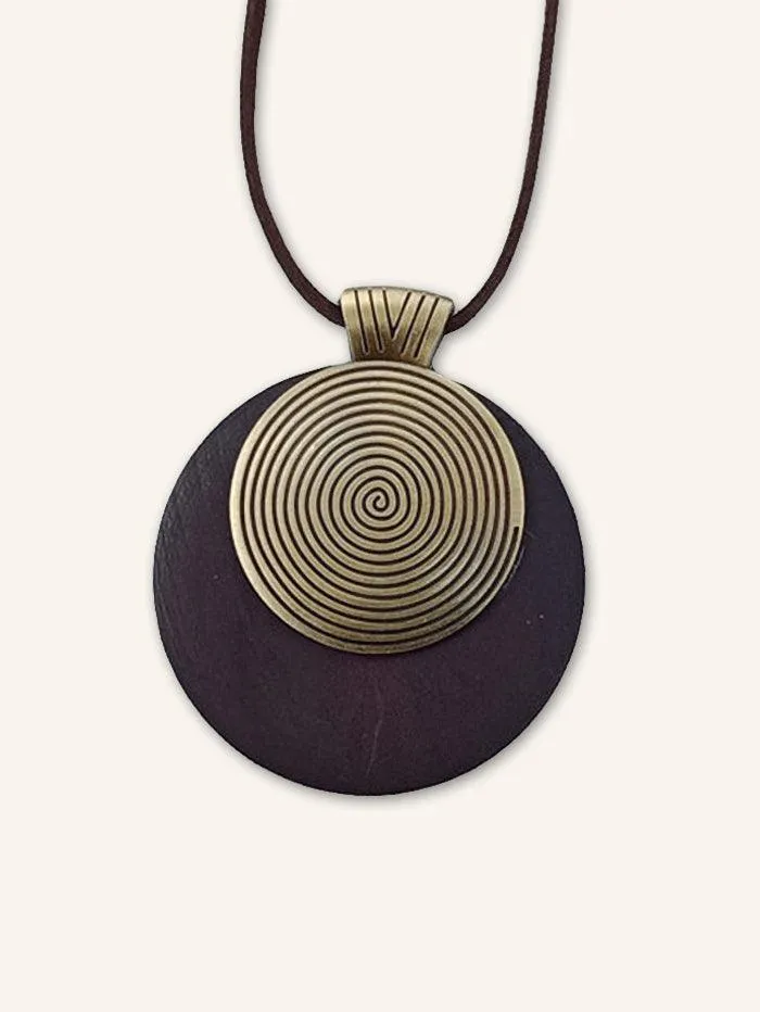 Vintage Wooden Rings Long Necklace sold by Lintico product image thumbnail 2