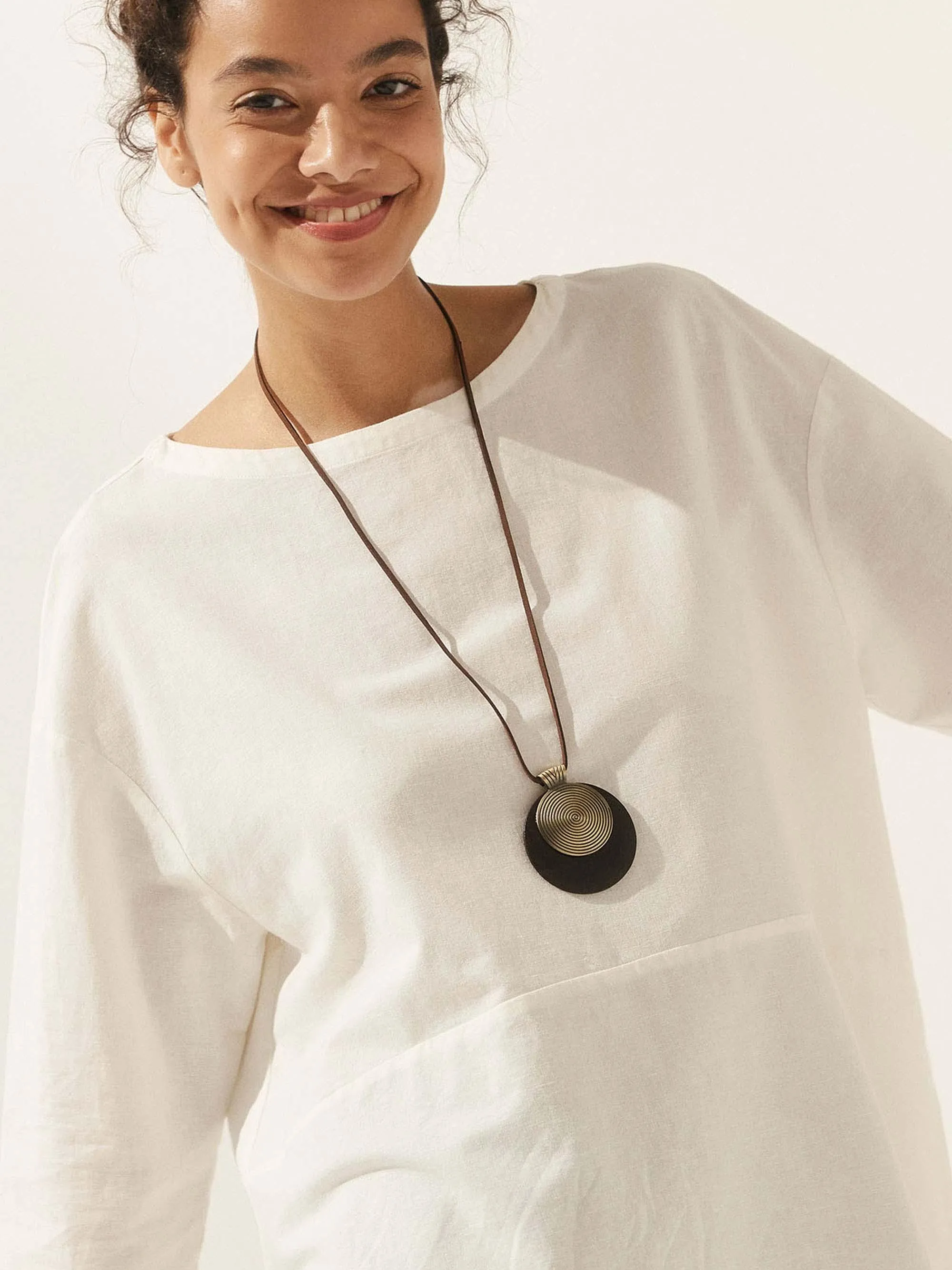 Vintage Wooden Rings Long Necklace sold by Lintico product image thumbnail 4