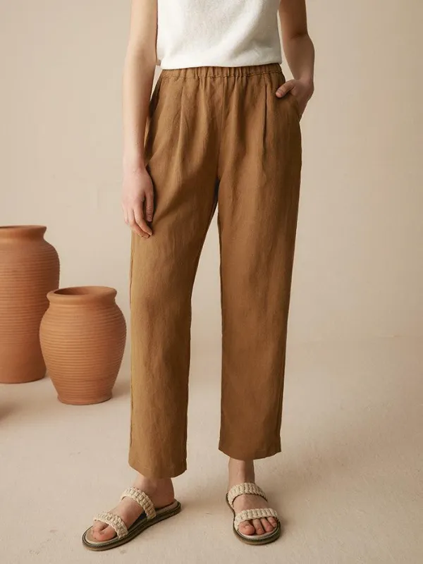 100% Linen Tapered Pants PATRICIA sold by Lintico