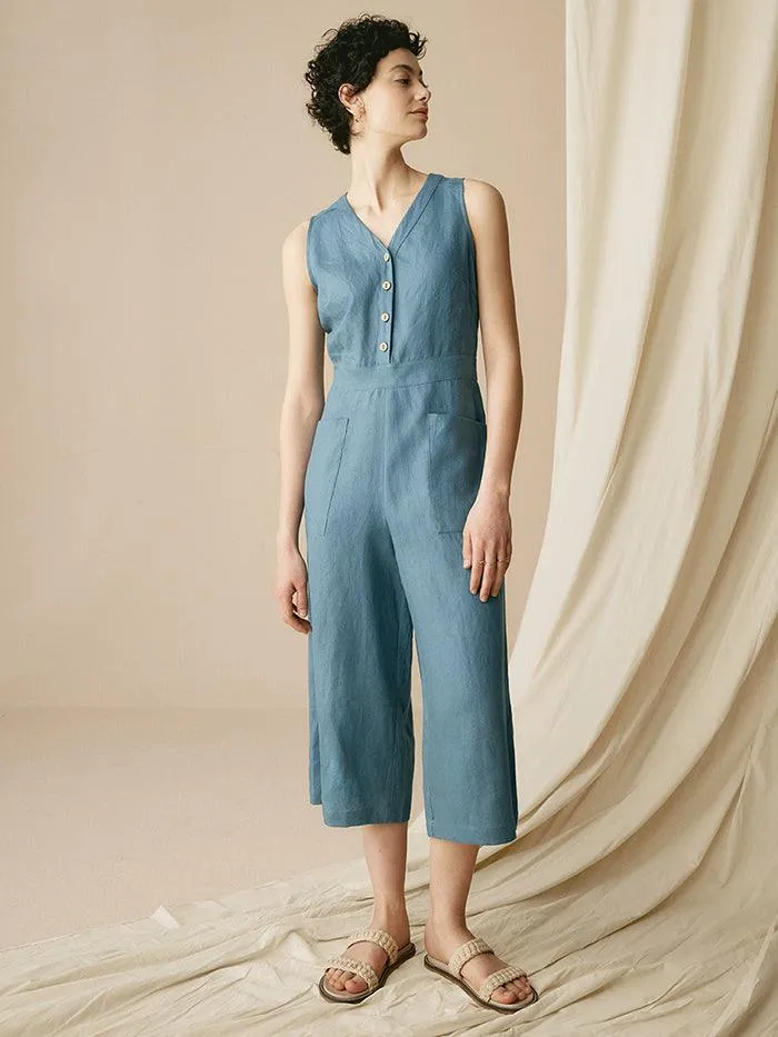 100% Linen V-Neck Jumpsuit URIELLE sold by Lintico product image thumbnail 2