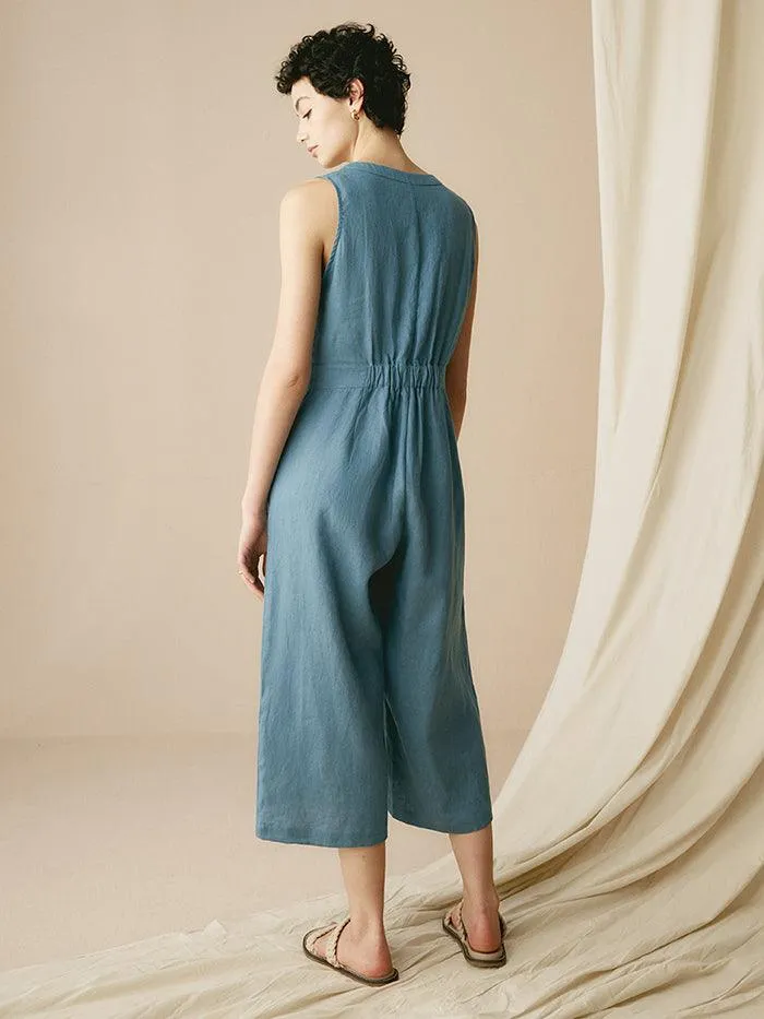 100% Linen V-Neck Jumpsuit URIELLE sold by Lintico product image thumbnail 3