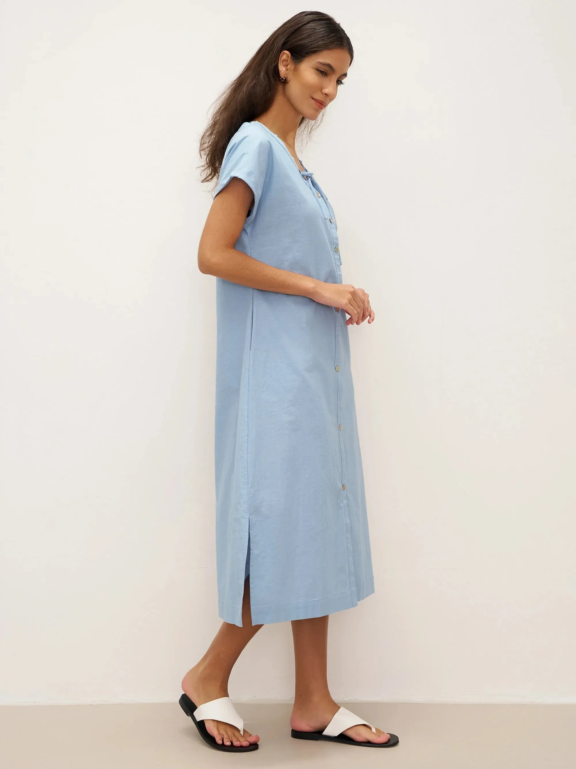 Linen Ladder Tie Simple Dress TAMARA sold by Lintico product image thumbnail 3