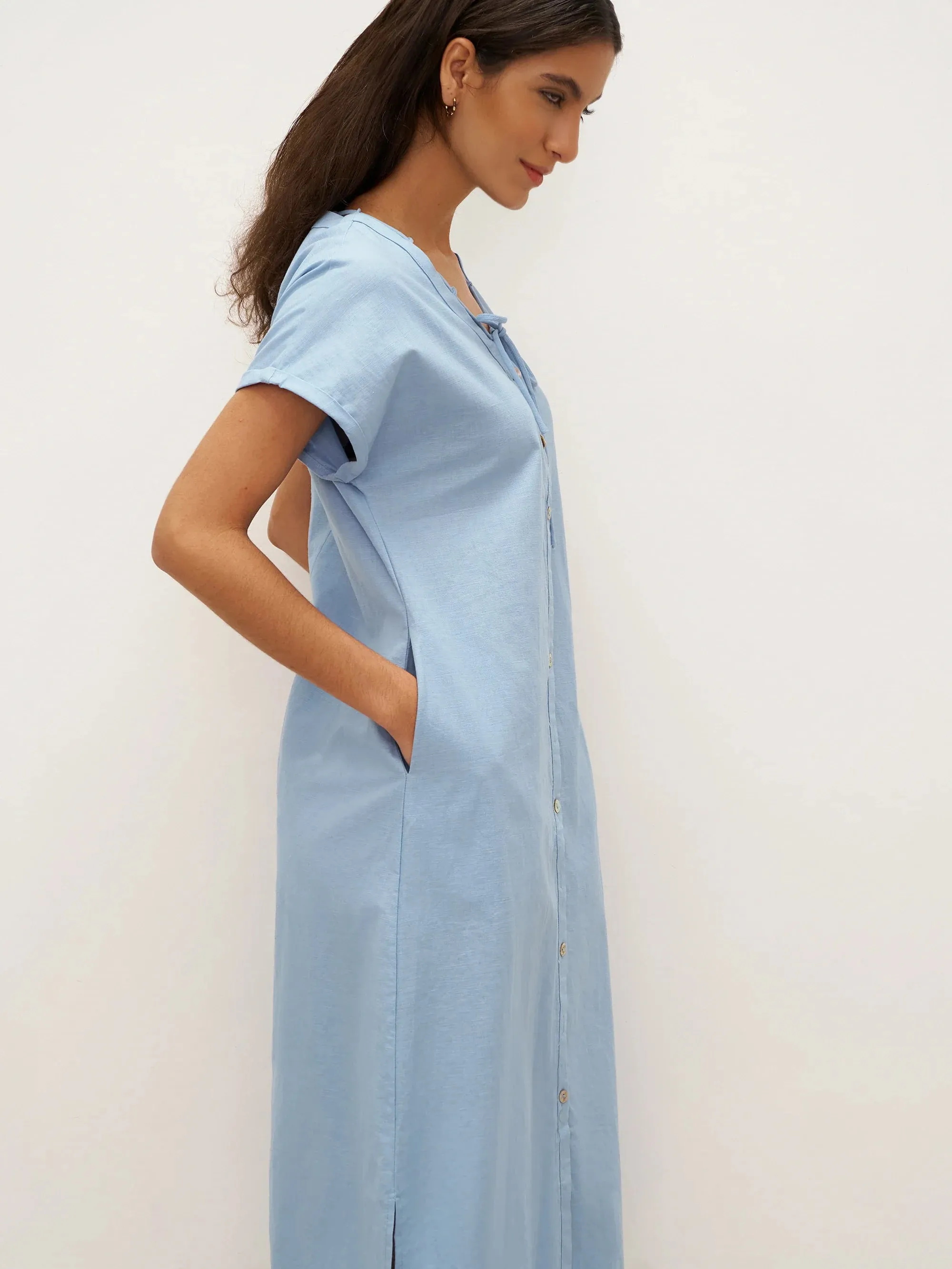 Linen Ladder Tie Simple Dress TAMARA sold by Lintico product image thumbnail 5