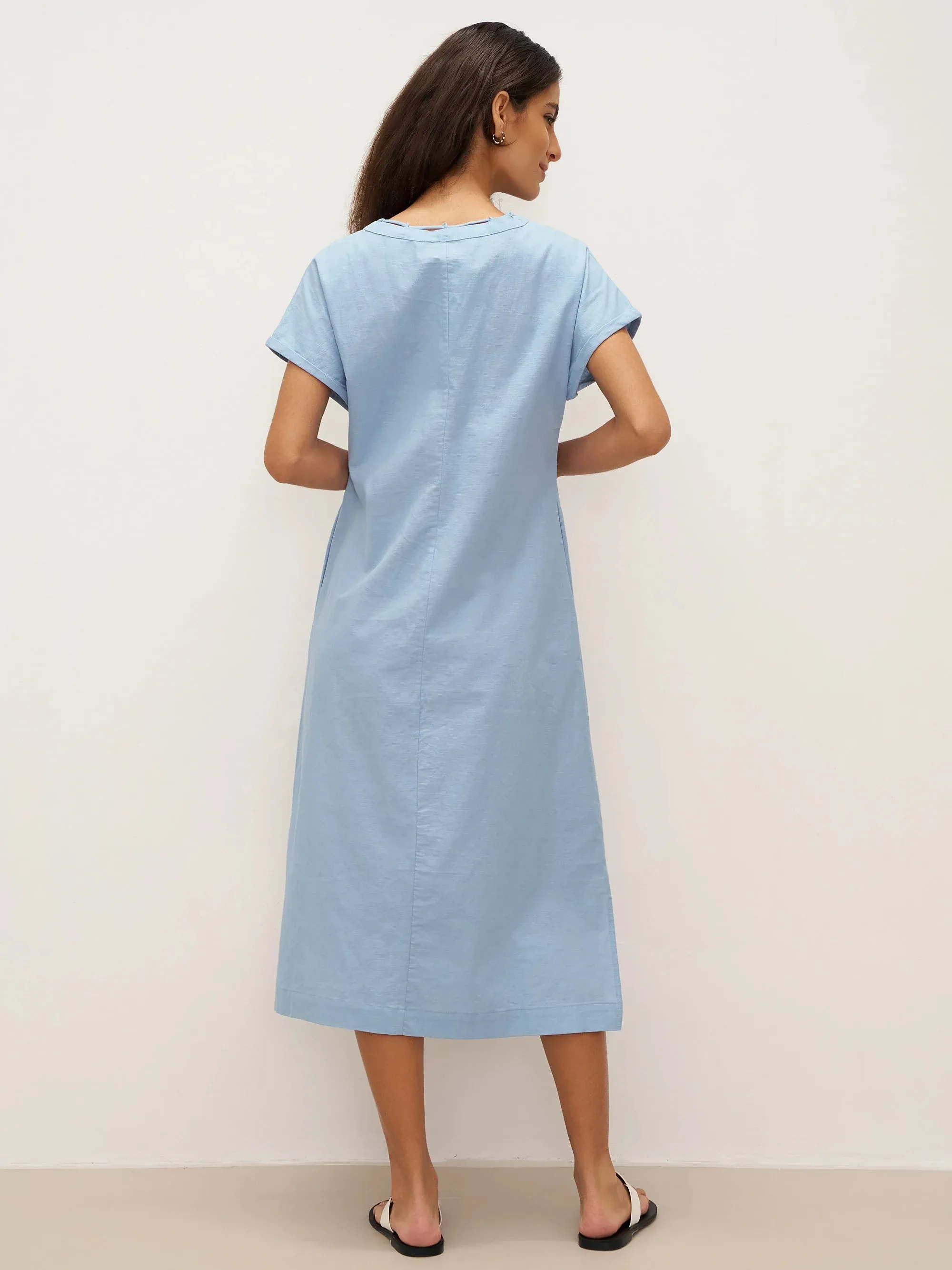 Linen Ladder Tie Simple Dress TAMARA sold by Lintico product image thumbnail 4