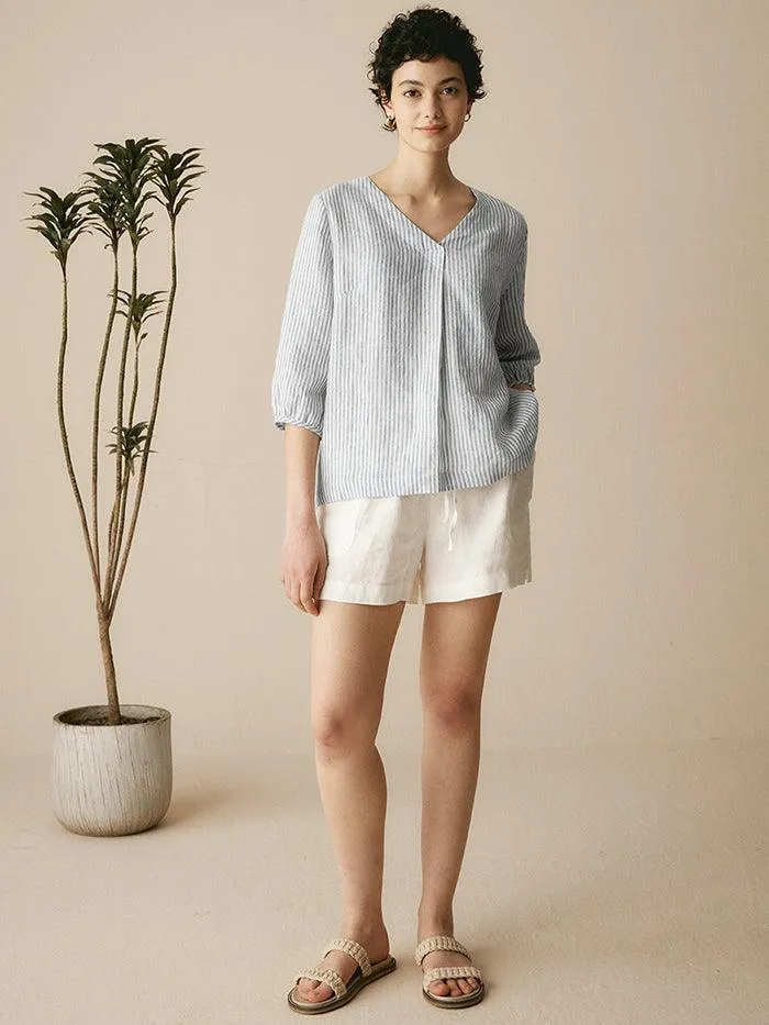 100% Linen Puff Sleeves Top LEAH sold by Lintico product image thumbnail 5