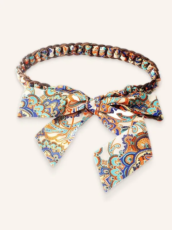 Vintage Blossom Bow Silk Scarf with Woven Belt OPHELIA made by Lintico