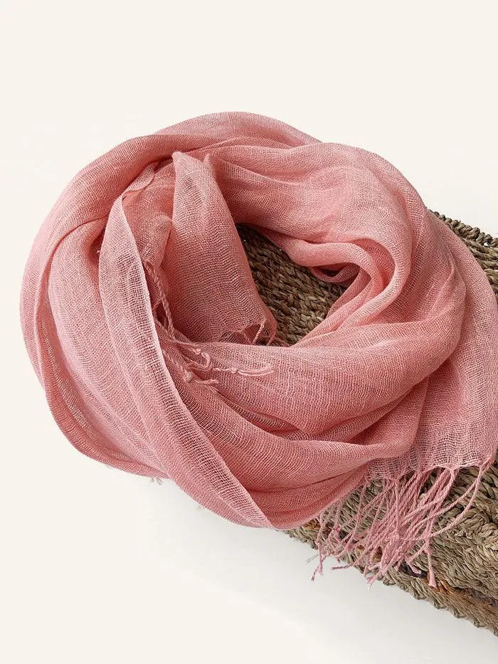 100% Linen Lightweight Solid Color Scarf BIANCA sold by Lintico product image thumbnail 2