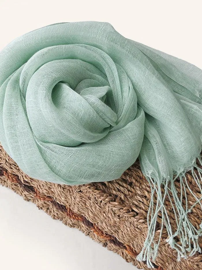 100% Linen Lightweight Solid Color Scarf BIANCA sold by Lintico product image thumbnail 5