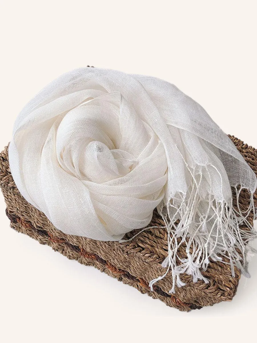 100% Linen Lightweight Solid Color Scarf BIANCA sold by Lintico product image thumbnail 3