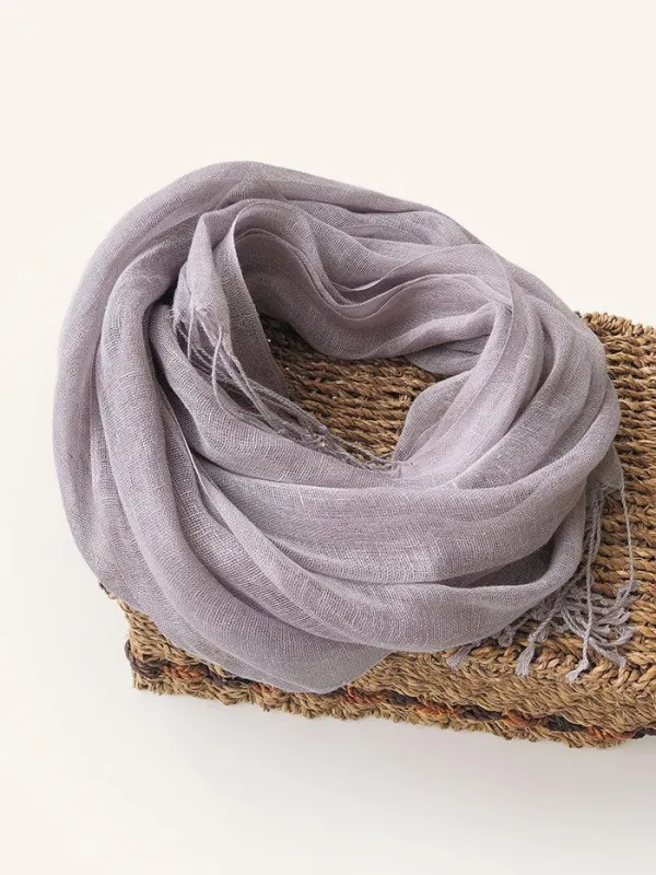 100% Linen Lightweight Solid Color Scarf BIANCA sold by Lintico