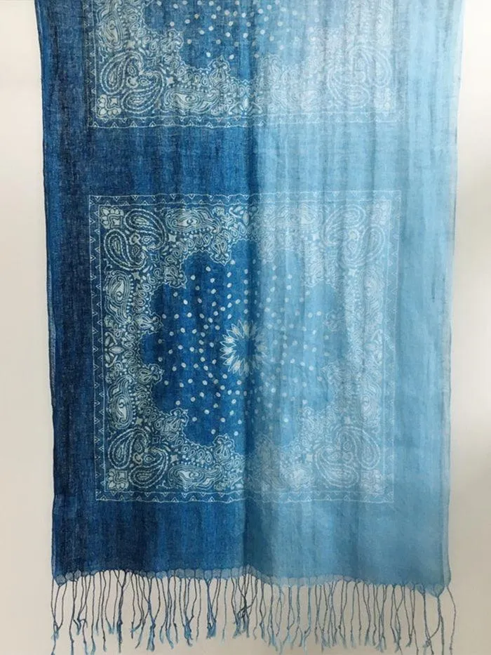 Artisanal 100% Linen Wax-Dyed Scarf sold by Lintico product image thumbnail 4