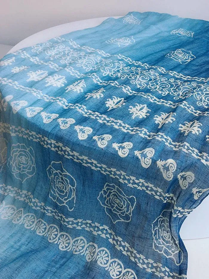 Artisanal 100% Linen Wax-Dyed Scarf sold by Lintico product image thumbnail 3