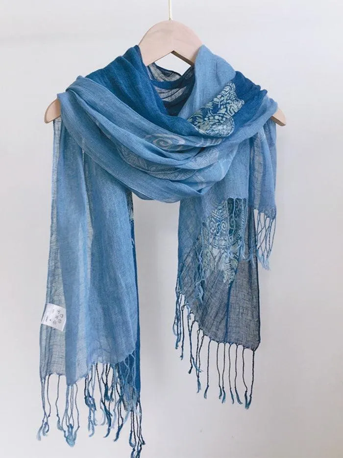 Artisanal 100% Linen Wax-Dyed Scarf sold by Lintico product image thumbnail 2