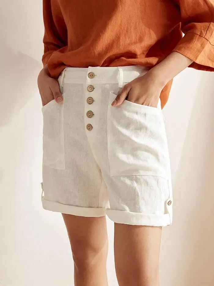 Linen Button-Fly Quarter Shorts LUCY sold by Lintico product image thumbnail 2