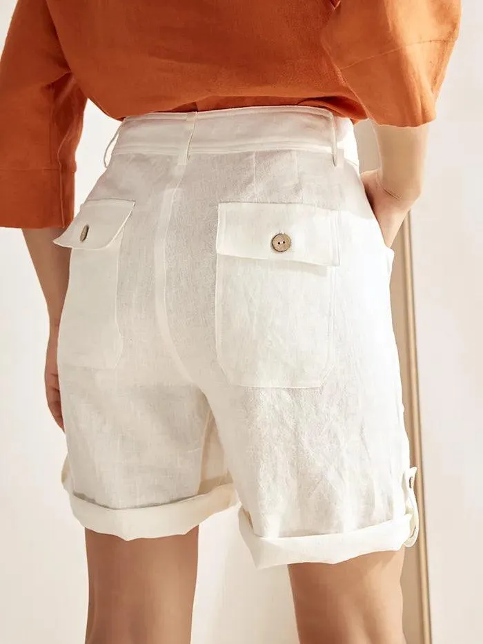 Linen Button-Fly Quarter Shorts LUCY sold by Lintico product image thumbnail 4