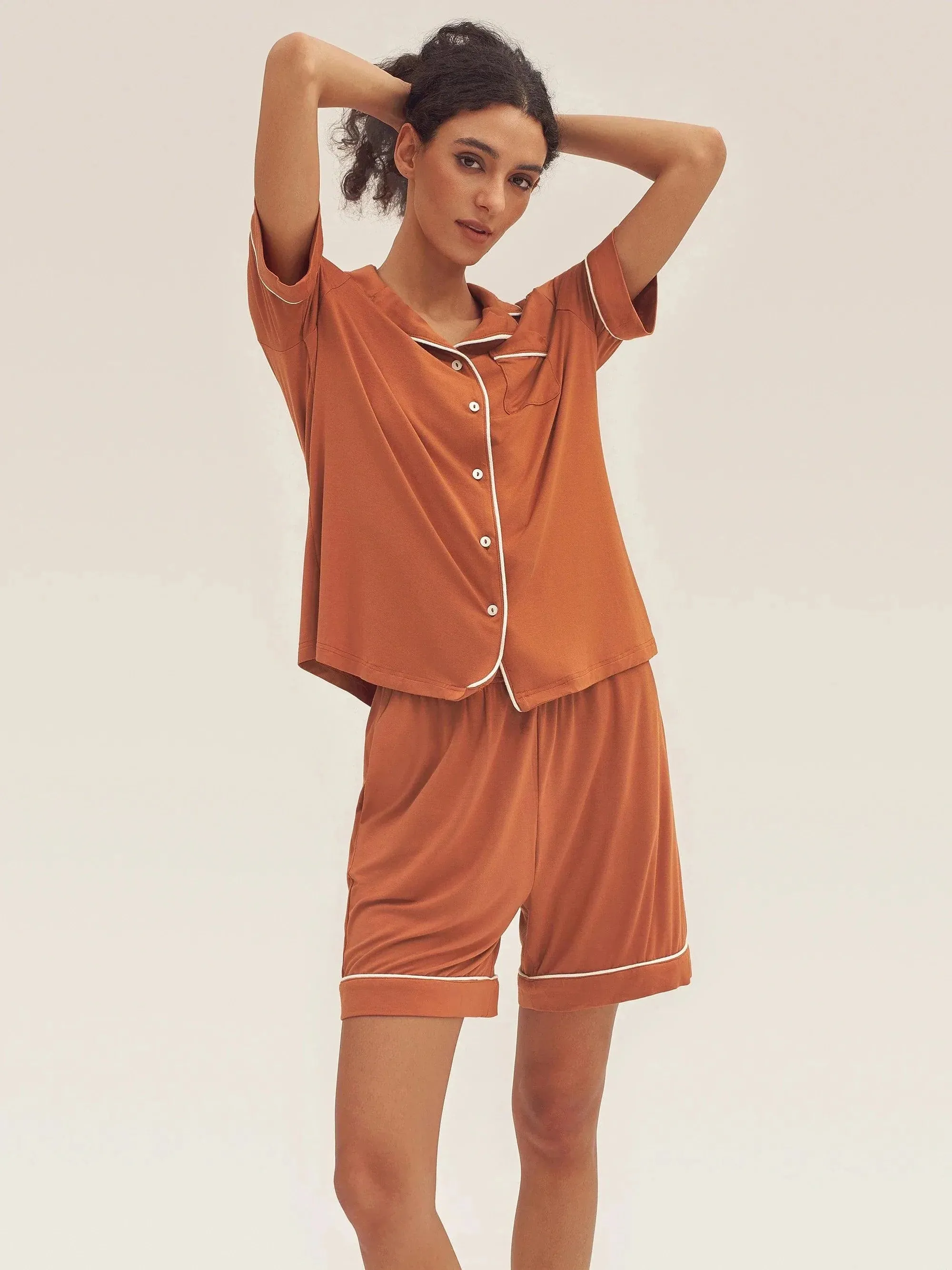 Short Sleeve Bamboo Pajama Set ODESSA sold by Lintico product image thumbnail 2