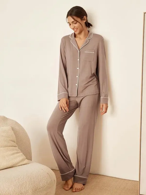 Long Sleeve Bamboo Pajama Set ADELINE sold by Lintico