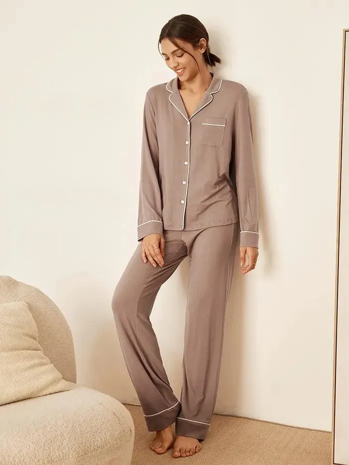Long Sleeve Bamboo Pajama Set ADELINE sold by Lintico