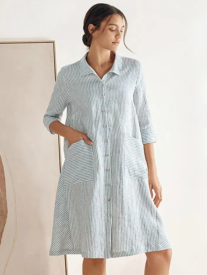 100% Linen Shirt Dress MADISON sold by Lintico