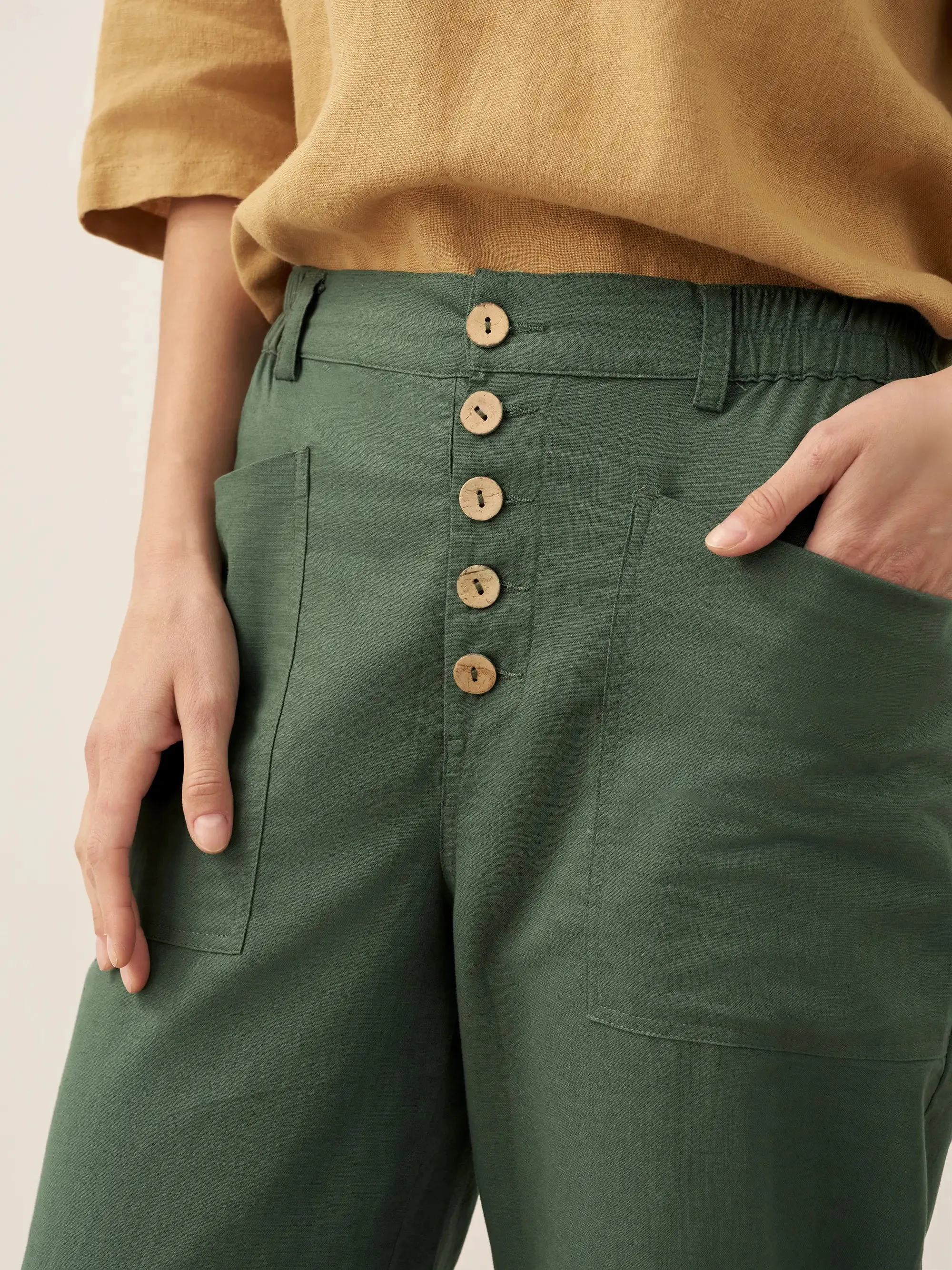 Linen Simple Button Fly Trousers HEIDI sold by Lintico product image thumbnail 5