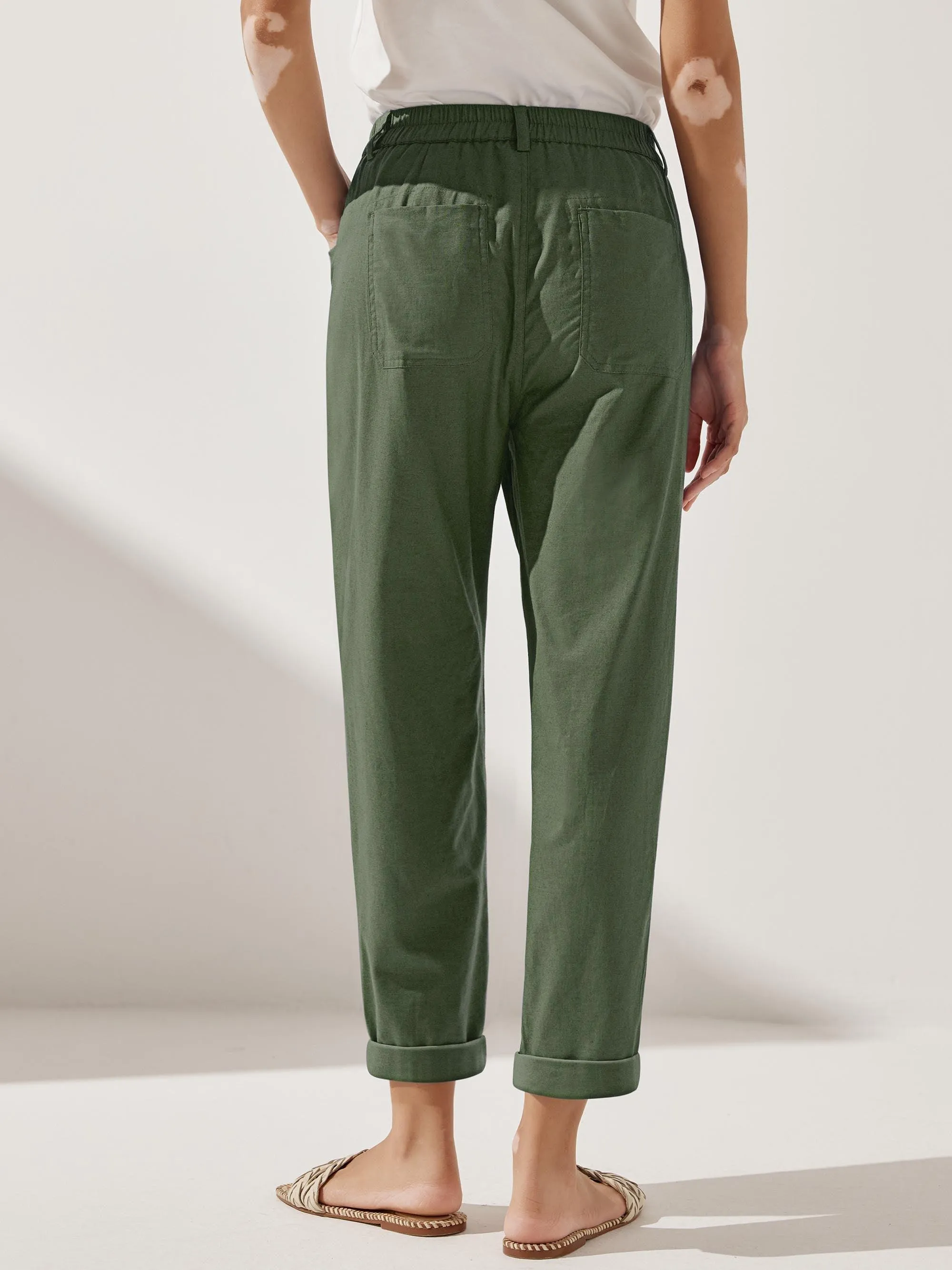 Linen Simple Button Fly Trousers HEIDI sold by Lintico product image thumbnail 4