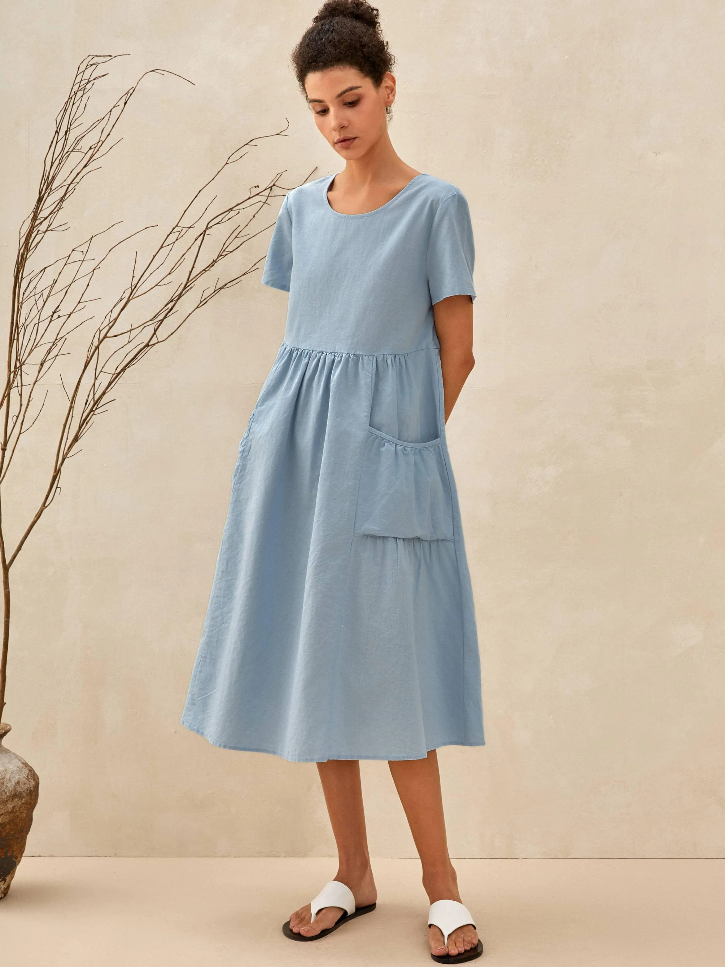 Linen Patch Pocket Loose Hem Resort Dress FRANKIE sold by Lintico product image thumbnail 4