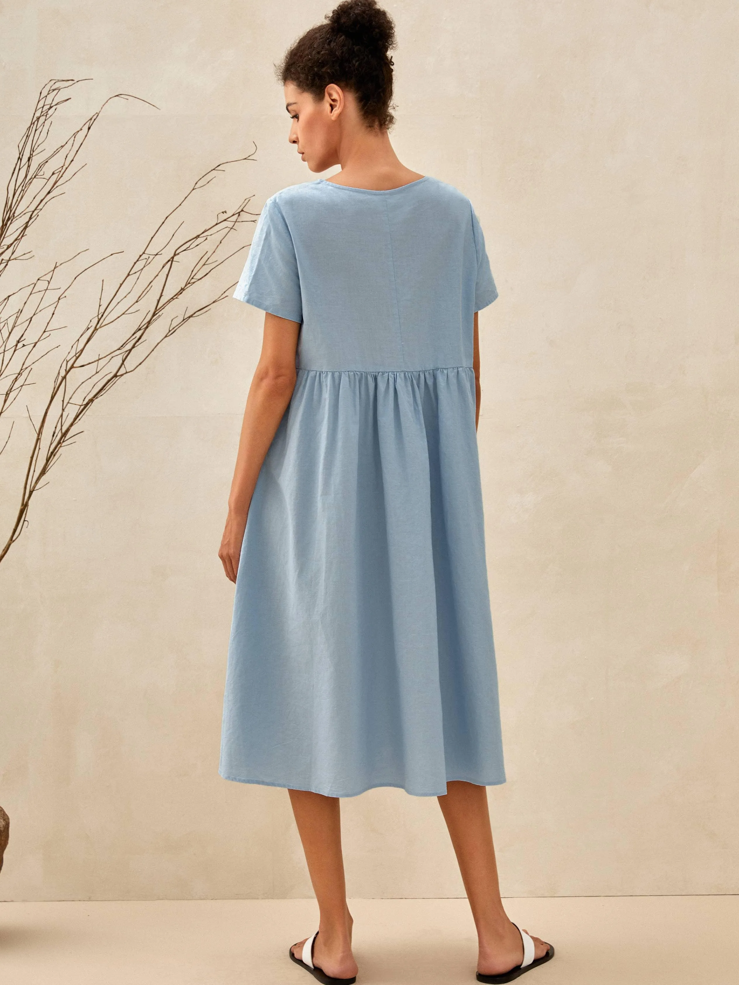 Linen Patch Pocket Loose Hem Resort Dress FRANKIE sold by Lintico product image thumbnail 3