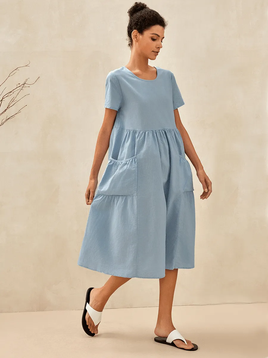 Linen Patch Pocket Loose Hem Resort Dress FRANKIE sold by Lintico product image thumbnail 2